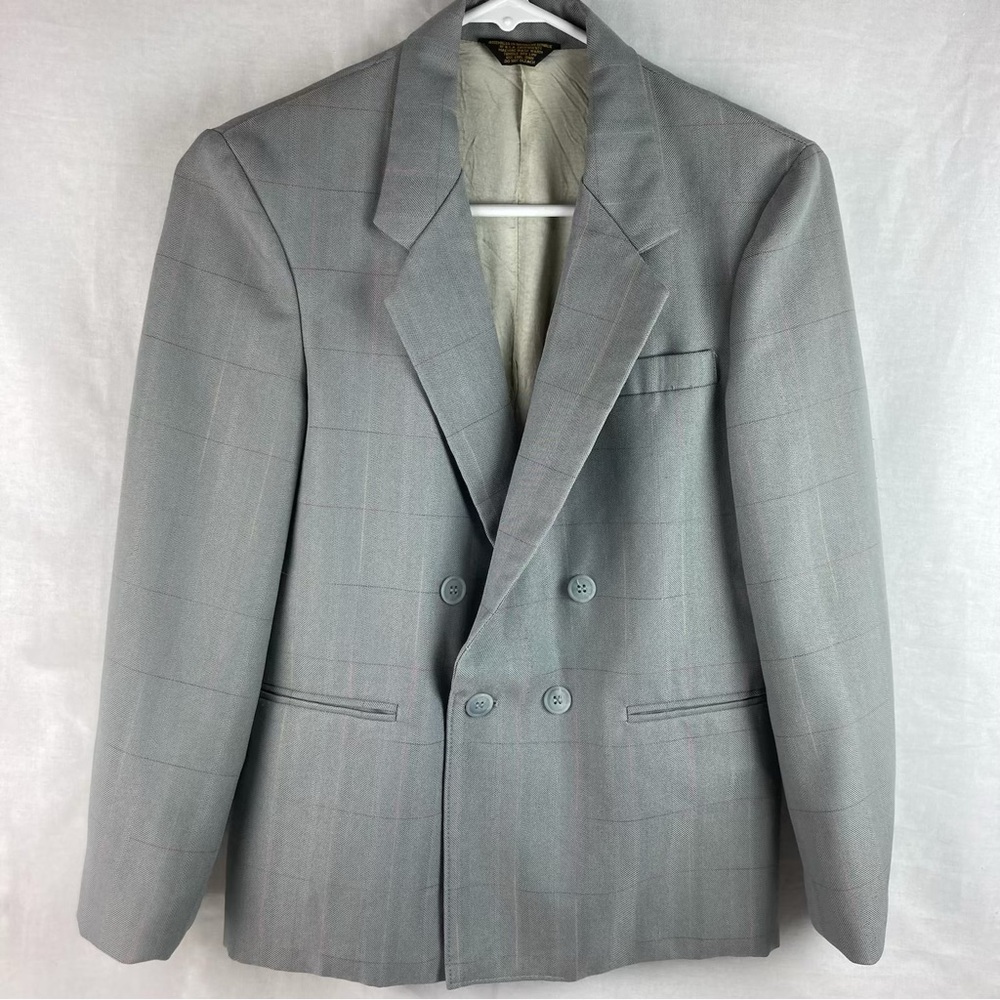 Double-Breasted Blazer in Light Gray Boys Medium size 8 for Church or Weddings